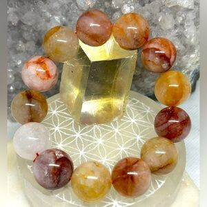 Fire Quartz & Golden Healer Beaded Stretch Bracelet